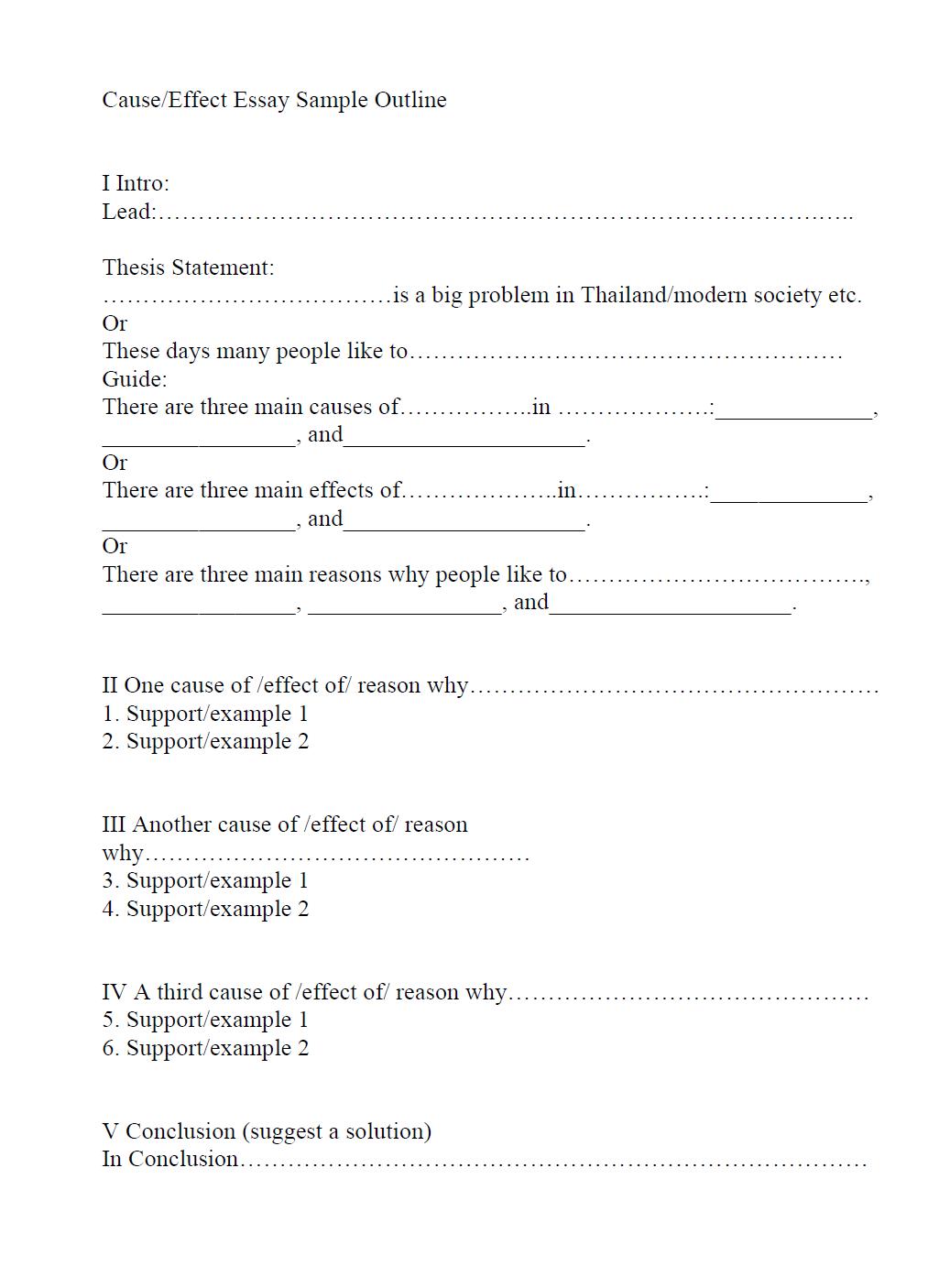 Thesis statement example for cause and effect essay Thesis statement example for cause and effect essay picture