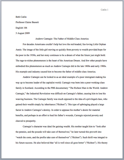 Example of a essay in mla format