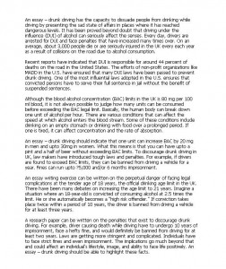 Persuasive essay on drinking and driving
