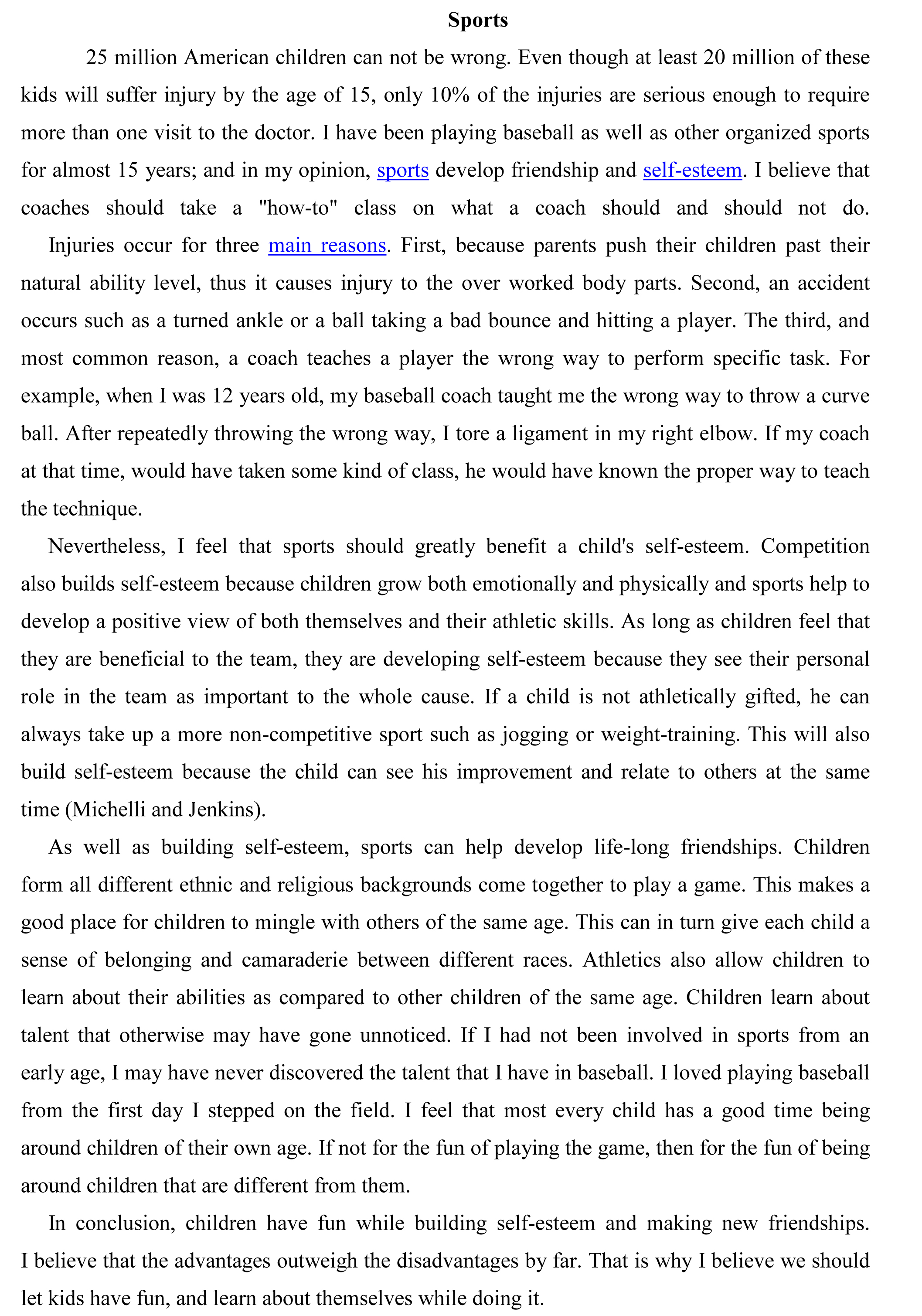 Essay on Sports for Children and Students