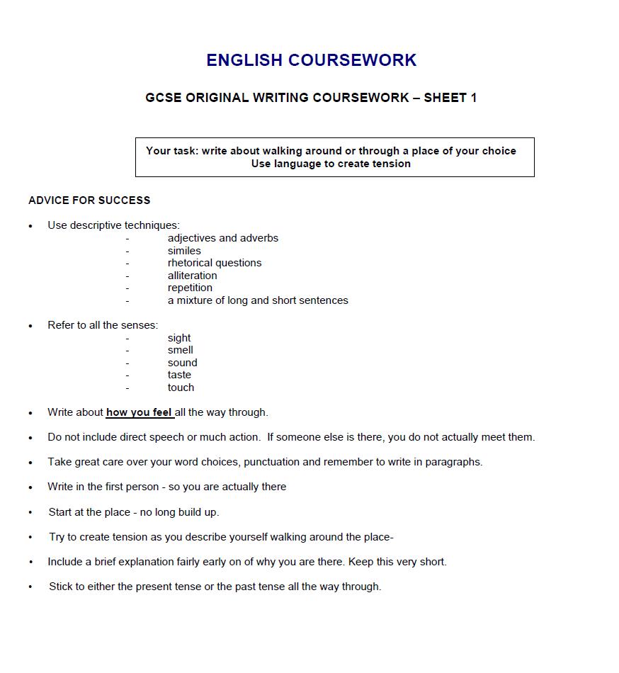 A level english literature coursework mark scheme