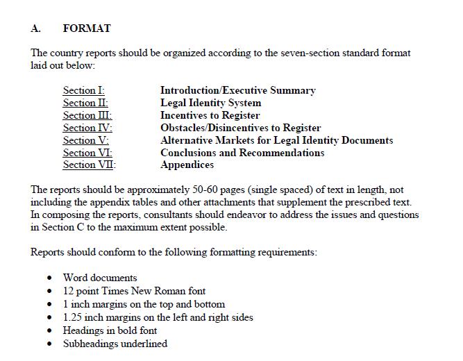 Standard thesis format