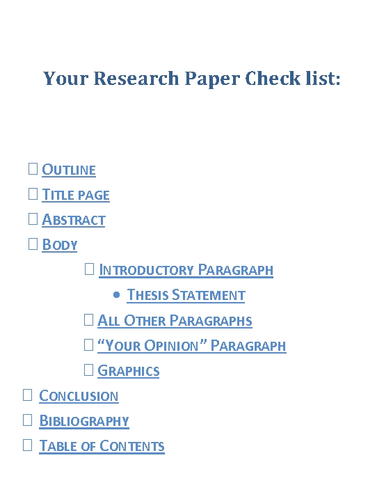 Order of parts of a research paper