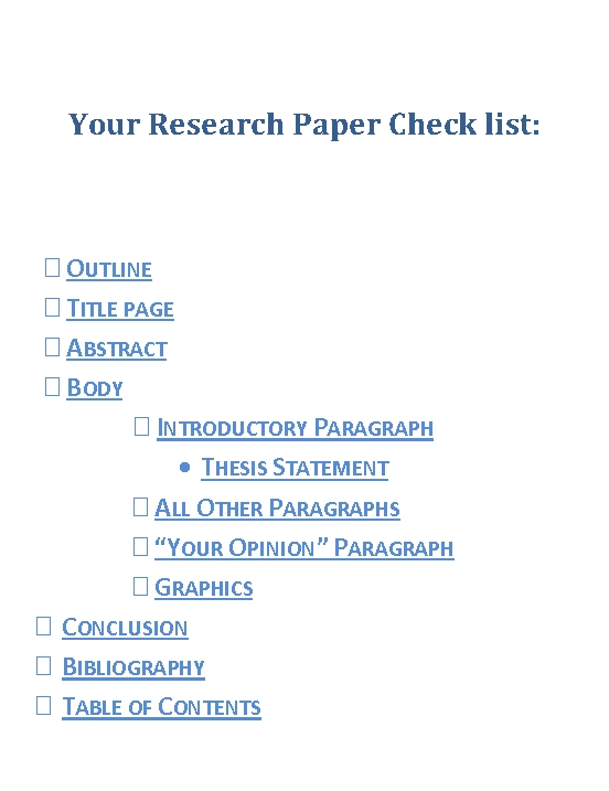 Order paper research