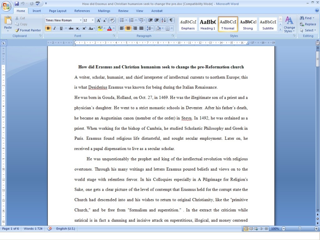 Essay about the reformation of life