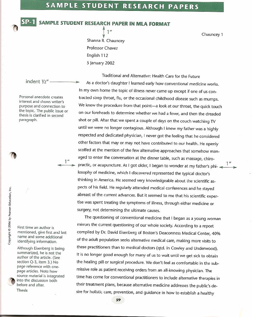 Samples of essay format