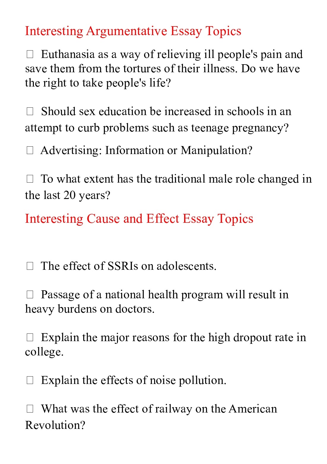 essay topics for history