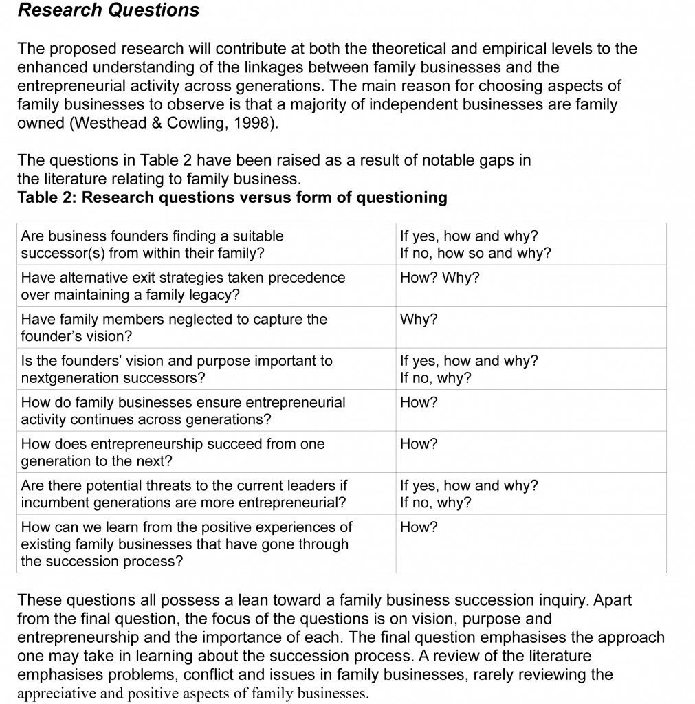 Research questions phd thesis